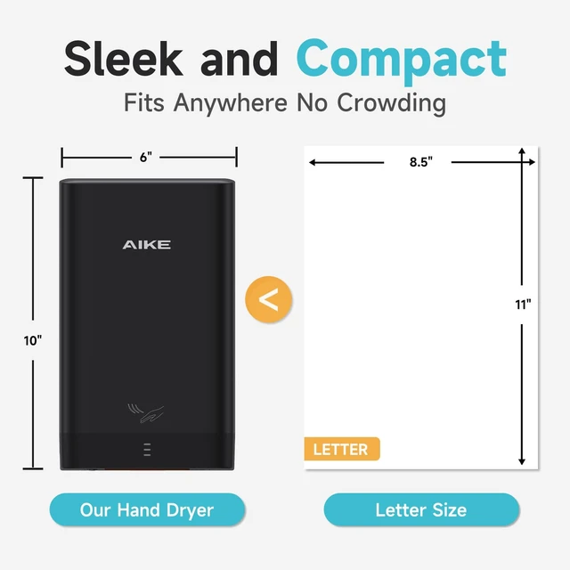 Alt view image 6 of 7 - Compact Hand Dryer for Bathroom, ABS Polycarbonate 110V Black,AK2822 | High Speed Slim Blade Hand Dryer,Plug-in Easy Install and Compact Design,Smart Warm for Home Bathroom,No Paper Waste and Cost