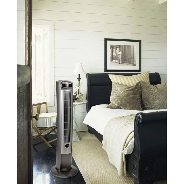 Alt view image 7 of 7 - Oscillating Tower Fan with Remote - 42" - T42951 - Silver | Quiet Standing Fan for Bedroom, Office, and Home, 3 Speeds, Timer, Powerful Cooling Air, Nighttime setting, Space-Saving