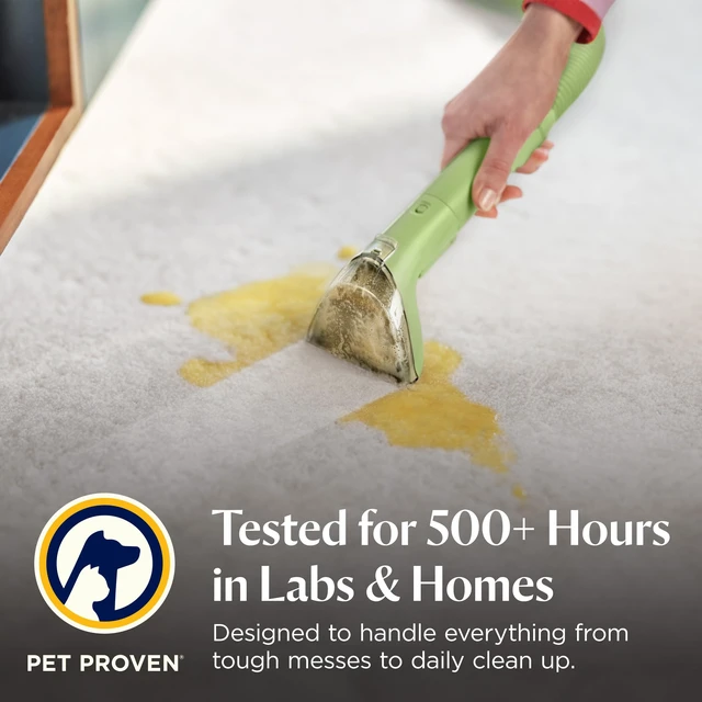 Alt view image 7 of 7 - Little Green Mini Portable Carpet Cleaner, 4075 | HydroRinse self-cleaning tool; 4-in. tough stain tool; upholstery & car detailing; Tea Green color