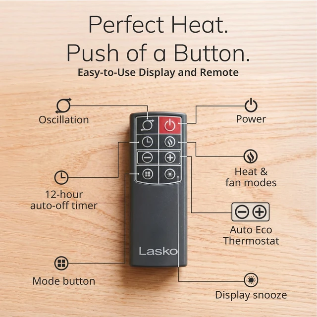 Alt view image 5 of 7 - 18" Ellipse Ceramic Tower Space Heater - Remote - Black - CT18950 | 1500W, Widespread Oscillation, 3 Heat Modes, 2 Fan Settings, Portable Tower Heater for Indoor Use, Office, Timer, Child Lock