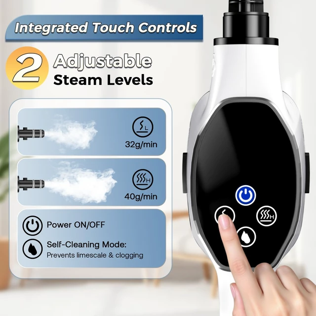 Alt view image 5 of 7 - Handheld Steam Cleaner, Portable Steamer for Cleaning with 18PCS Accessories, 12s Fast Heating, Pressurized Steam Cleaner for Home, Kitchen, Bathroom, Car Detailing, Window, and Clothes, White