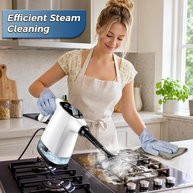 Alt view image 3 of 7 - Handheld Steam Cleaner, Portable Steamer for Cleaning with 18PCS Accessories, 12s Fast Heating, Pressurized Steam Cleaner for Home, Kitchen, Bathroom, Car Detailing, Window, and Clothes, White