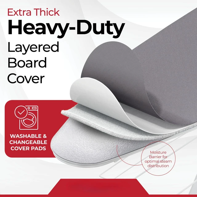 Alt view image 3 of 7 - Extra Wide Pro Ironing Board 19x48 Ironing Surface with Iron Rest, Cord Holder, Shelf and 4 Layer Heat Resistant Cover and Pad