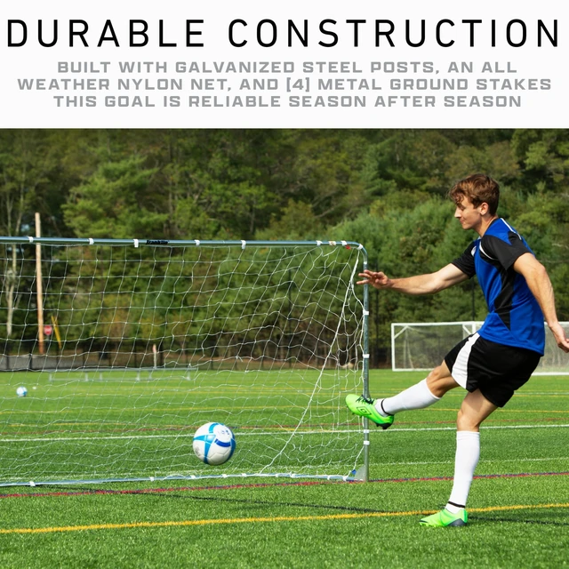 Alt view image 3 of 7 - Franklin Soccer Goal10' x 5' Premier Folding Goal | Backyard, Park + Tournament Practice, All-Weather Net, Includes Ground Stakes, Youth + Adult Training and Games