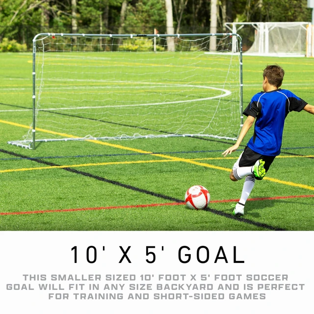 Alt view image 6 of 7 - Franklin Soccer Goal10' x 5' Premier Folding Goal | Backyard, Park + Tournament Practice, All-Weather Net, Includes Ground Stakes, Youth + Adult Training and Games