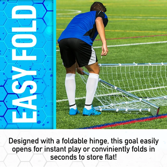 Alt view image 3 of 7 - Quick-Setup Steel Soccer Goal - 4' x 6' - Silver | Backyard, Park + Tournament Practice, All-Weather Net, Includes Ground Stakes, Youth + Adult Training and Games