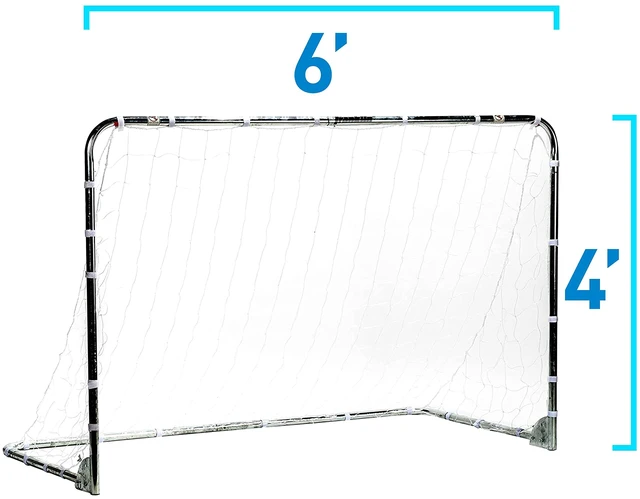Alt view image 6 of 7 - Quick-Setup Steel Soccer Goal - 4' x 6' - Silver | Backyard, Park + Tournament Practice, All-Weather Net, Includes Ground Stakes, Youth + Adult Training and Games