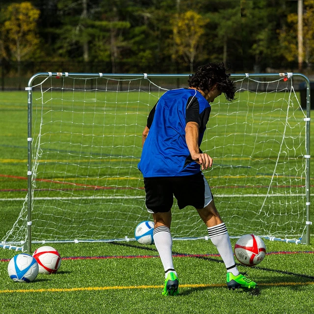 Alt view image 7 of 7 - Quick-Setup Steel Soccer Goal - 4' x 6' - Silver | Backyard, Park + Tournament Practice, All-Weather Net, Includes Ground Stakes, Youth + Adult Training and Games