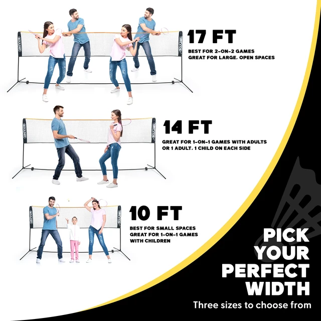 Alt view image 5 of 7 - Portable Badminton Pickleball Net - Foldable / Extendable Poles for Multiple Sports Heights (UP to 5 ft) - Ideal for Tennis, Pickleball, Soccer Tennis - Easy Setup (Black, 17 FT)