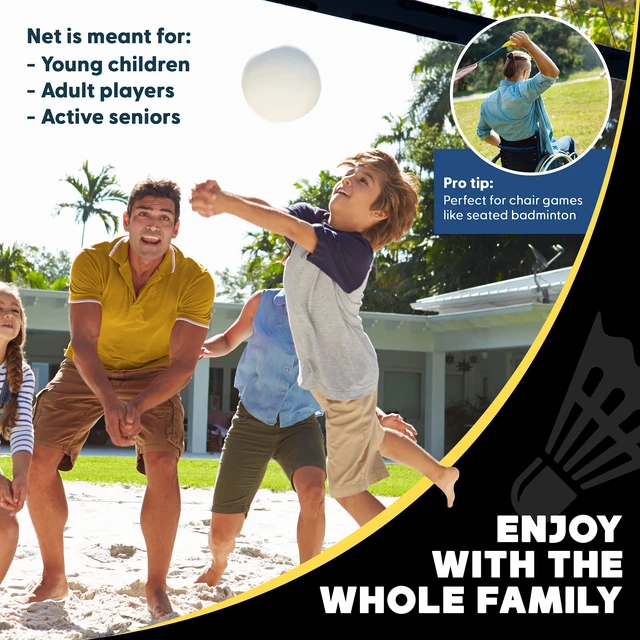 Alt view image 6 of 7 - Portable Badminton Pickleball Net - Foldable / Extendable Poles for Multiple Sports Heights (UP to 5 ft) - Ideal for Tennis, Pickleball, Soccer Tennis - Easy Setup (Black, 17 FT)
