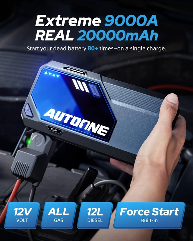 Alt view image 2 of 7 - M5 9000A Car Jump Starter 12V Battery Jumper Starter Portable (All Gas/All Diesel) 168W DC Jump Box for Car Battery with Built-in Booster, Type-C Fast Charge & Jumper Cables Jump Pack