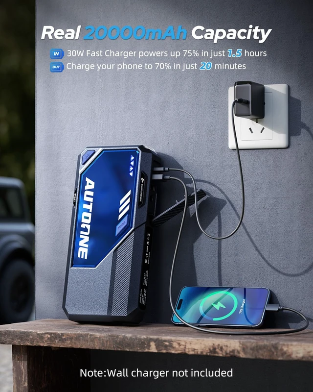 Alt view image 3 of 7 - M5 9000A Car Jump Starter 12V Battery Jumper Starter Portable (All Gas/All Diesel) 168W DC Jump Box for Car Battery with Built-in Booster, Type-C Fast Charge & Jumper Cables Jump Pack