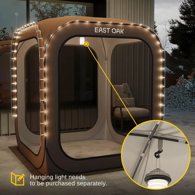Alt view image 4 of 4 - Pop Up Screen House 6x6 FT, Mosquito Netting, UPF 50+ UV, Brown | Instant 2-3-person pop-up screen room: 360° bug-proof mesh, UPF 50+ UV protection, sets up in under a minute.