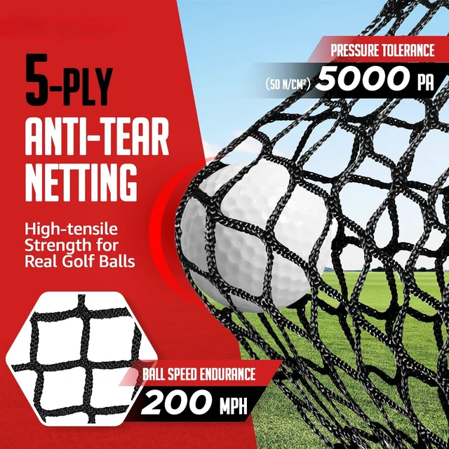 Alt view image 2 of 7 - Golf Net, 10 x 7 ft Hitting Practice Set with Chipping Net | Foldable Mat, Silk Target, 8 Tees, 6 Balls & Carry Bag, For Backyard Driving, Chipping and Indoor or Outdoor Practice