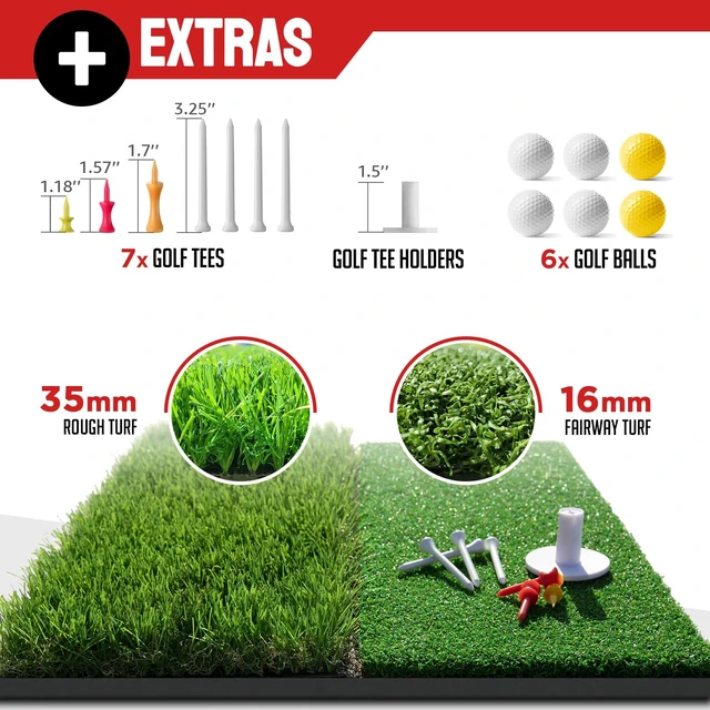 Alt view image 5 of 7 - Golf Net, 10 x 7 ft Hitting Practice Set with Chipping Net | Foldable Mat, Silk Target, 8 Tees, 6 Balls & Carry Bag, For Backyard Driving, Chipping and Indoor or Outdoor Practice