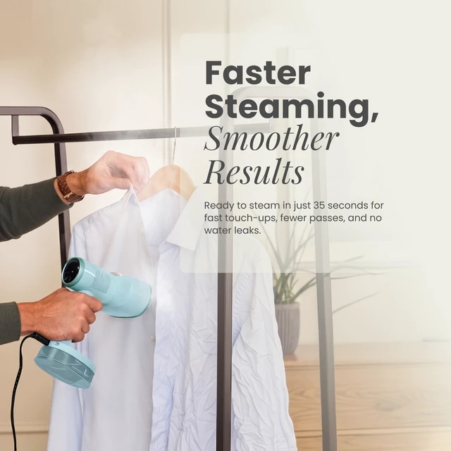 Alt view image 5 of 7 - AeroSteam Twist Handheld Clothes Steamer with Fabric-Grip | Vacuum Steamer Suction and powerful steam for iron-like results in one stroke