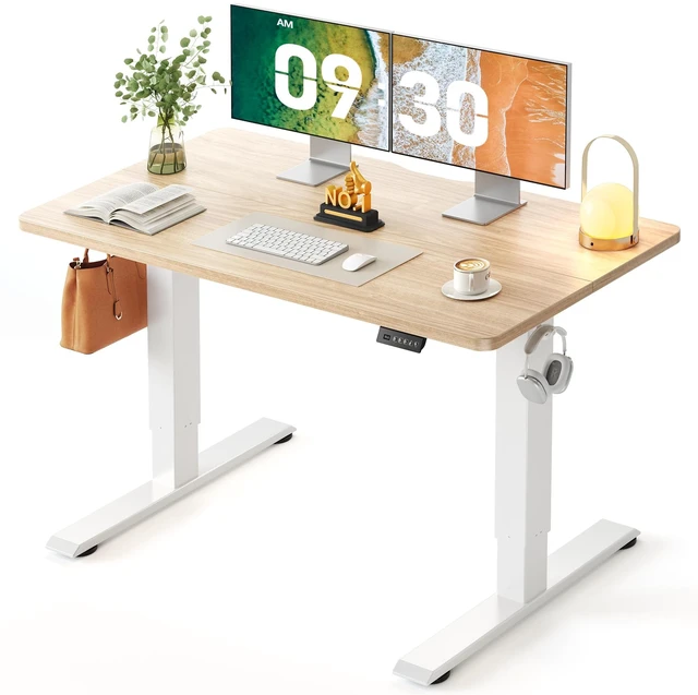 Main image of Electric Height Adjustable Standing Desk 48x24 Inch, Light Walnut | Smooth Height Adjustment, 3 Memory Presets, One-Touch Height Control, Stable Steel Frame, 176 lbs Capacity, Easy Assembly