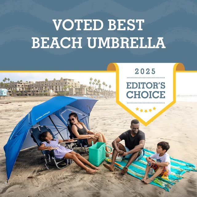 Alt view image 2 of 7 - Super-Brella SPF 50+ Sun and Rain Canopy Umbrella for Camping, Beach and Sports Events (8-Foot, Blue, 2-Pack)