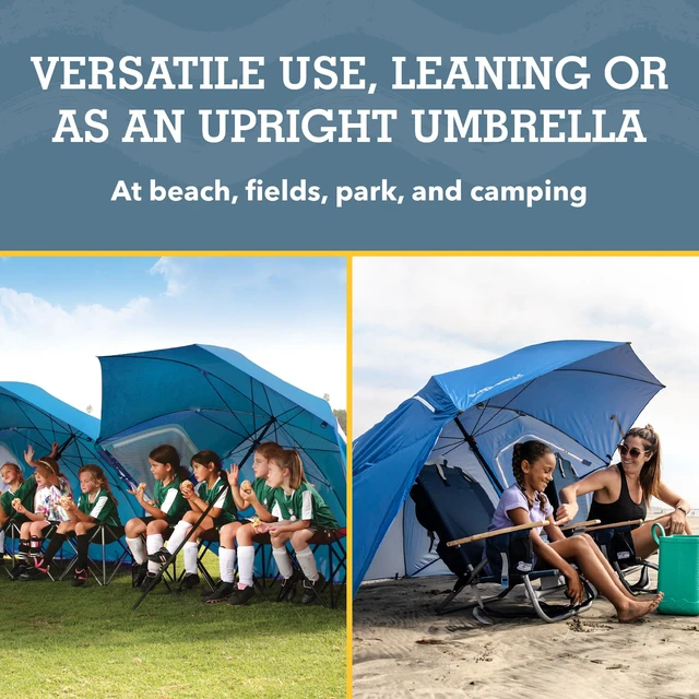 Alt view image 5 of 7 - Super-Brella SPF 50+ Sun and Rain Canopy Umbrella for Camping, Beach and Sports Events (8-Foot, Blue, 2-Pack)