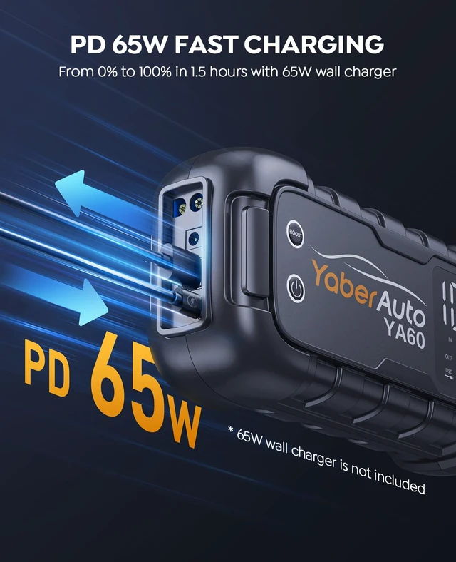Alt view image 3 of 6 - 8000A Jump Starter 99Wh 65W Fast Charging (All Gas/12.0L Diesel) | Portable Car Battery Jump Starter Pack, Jump Box Car Battery Jumper Starter Portable Jumper Cables, 150W DC, 600LM Lights