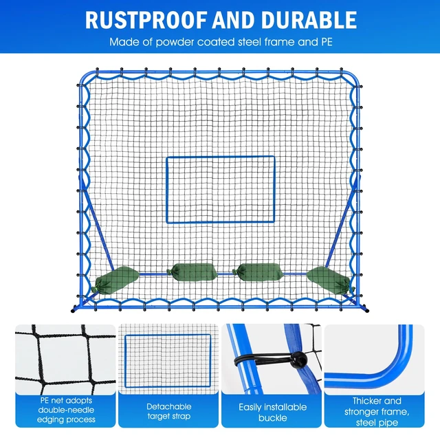 Alt view image 7 of 7 - 7x6FT Soccer Baseball Rebounder Net, Volleyball Softball Rebound Pitch Back | Quick-Switch Angle Soccer Net Training for Control, Passing Practice,