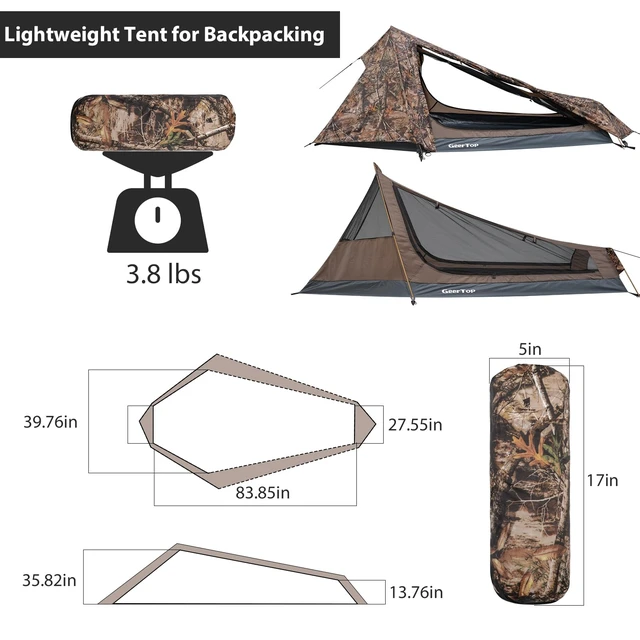 Alt view image 5 of 7 - Ultralight Solo Bivy Tent, 1 Person Backpacking Tent for Camping | Lightweight & Waterproof Solo Tent, Aluminum Poles, Double-Wall, for Camping, Hiking, Hunting, Motorcycle Adventures