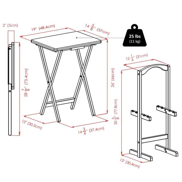 Alt view image 7 of 7 - Alex Set of 4 Foldable Snack Tables with Storage Rack | Easy to Store Portable Fold up Table Set for Kitchen, Living Room TV Dining, Crafts, Puzzles, Work From Home