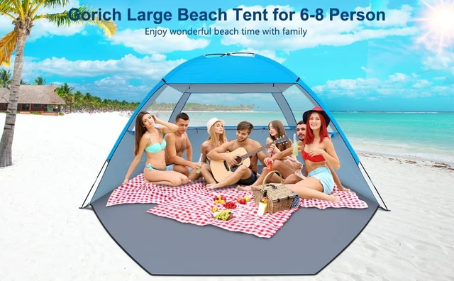 Alt view image 7 of 7 - Beach Tent Sun Shelter for 3/4/6/8/10 Person with UPF 50 UV Protection, Lightweight & Easy Setup Beach Shade Canopy, Portable Beach Shade Tent Beach Cabana