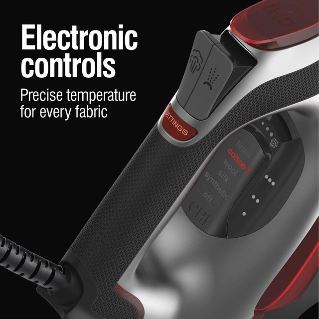 Alt view image 3 of 7 - Iron for Clothes, 1700 Watts, XL 10" Cord | Electronic Temperature Control, Titanium Ceramic Soleplate, Professional Grade, 3-Way Auto Shutoff