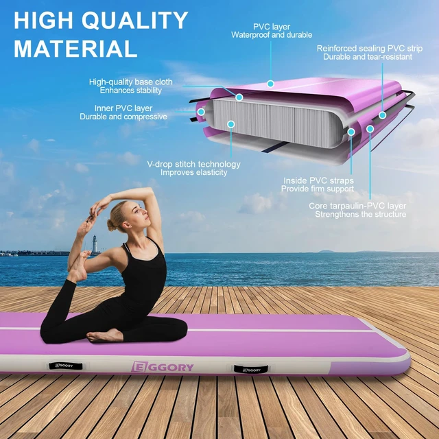 Alt view image 2 of 7 - Tumble Track, Inflatable Tumbling Mat,Tumble Track Mats (Purple,3x1x0.1m) | Gymnastics, and Tumble Track with 4/6/8 Inches Thickness for Home, Training, Cheerleading, Yoga, Water with Pump