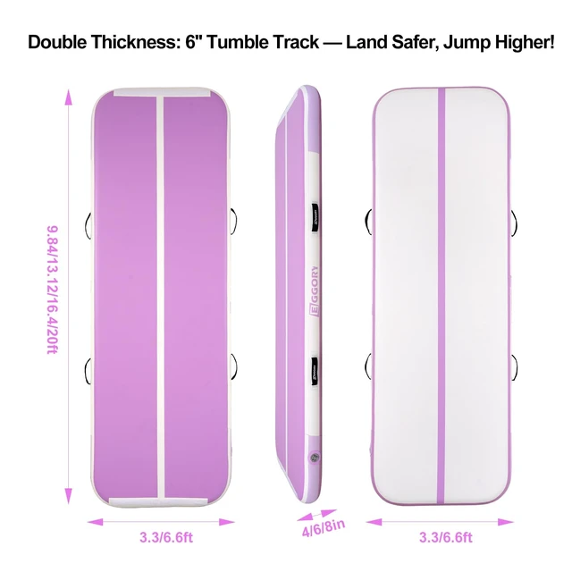 Alt view image 4 of 7 - Tumble Track, Inflatable Tumbling Mat,Tumble Track Mats (Purple,3x1x0.1m) | Gymnastics, and Tumble Track with 4/6/8 Inches Thickness for Home, Training, Cheerleading, Yoga, Water with Pump