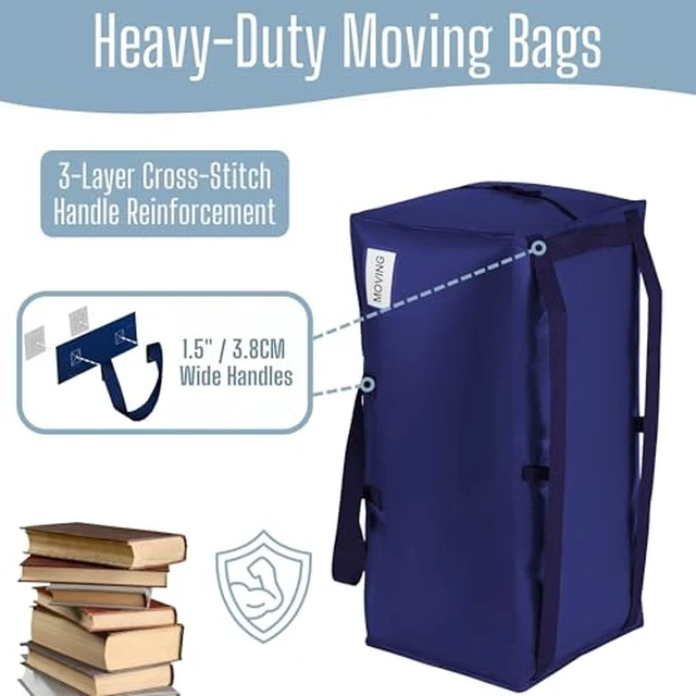 Alt view image 2 of 7 - 20 Pack Heavy Duty Moving Bags with Backpack Straps, Zippers & Handles, Extra Large Packing Bags for College Dorm Essentials, Moving Supplies Alternative to Cardboard Moving Boxes