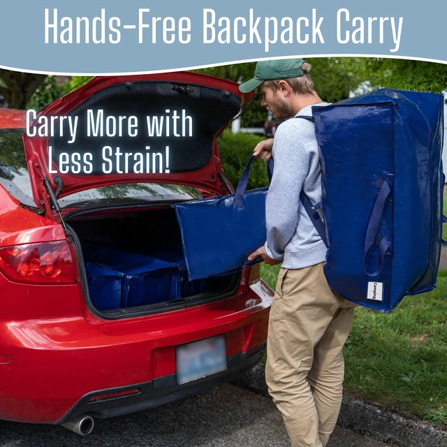 Alt view image 4 of 7 - 20 Pack Heavy Duty Moving Bags with Backpack Straps, Zippers & Handles, Extra Large Packing Bags for College Dorm Essentials, Moving Supplies Alternative to Cardboard Moving Boxes