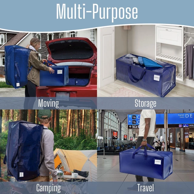 Alt view image 7 of 7 - 20 Pack Heavy Duty Moving Bags with Backpack Straps, Zippers & Handles, Extra Large Packing Bags for College Dorm Essentials, Moving Supplies Alternative to Cardboard Moving Boxes