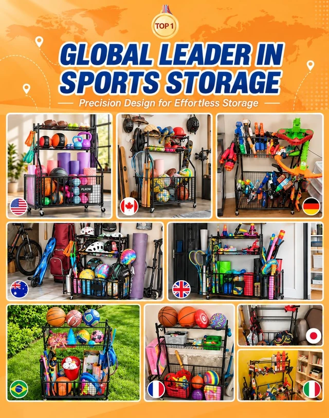 Alt view image 2 of 7 - Sports Equipment Storage for Garage, Ball Storage Organizer | Large-capacity sports organizer with easy-access elastic front for balls, bats, helmets, toys and everyday garage gear.