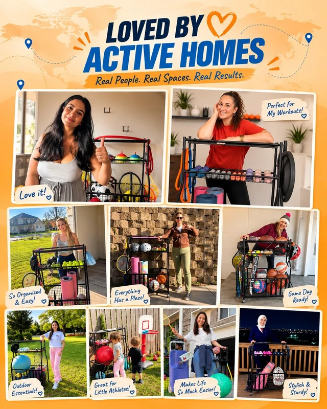 Alt view image 4 of 7 - Sports Equipment Storage for Garage, Ball Storage Organizer | Large-capacity sports organizer with easy-access elastic front for balls, bats, helmets, toys and everyday garage gear.