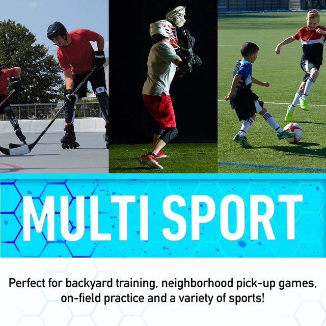 Alt view image 6 of 7 - All-Sport Steel Goal for Soccer + Lacrosse - 50" x 42" | Field Hockey + Street Hockey Play, Ground Stake Anchoring, Backyard to Neighborhood Games, Coach-Approved Durability