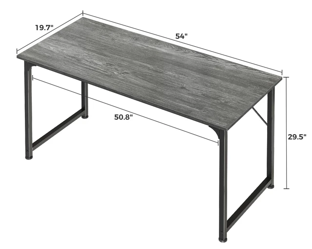 Alt view image 7 of 7 - Modern Simple Office Desk, 55 Inch, Gaming & Work Desk with Storage, Large Legroom, Metal Frame, Grey