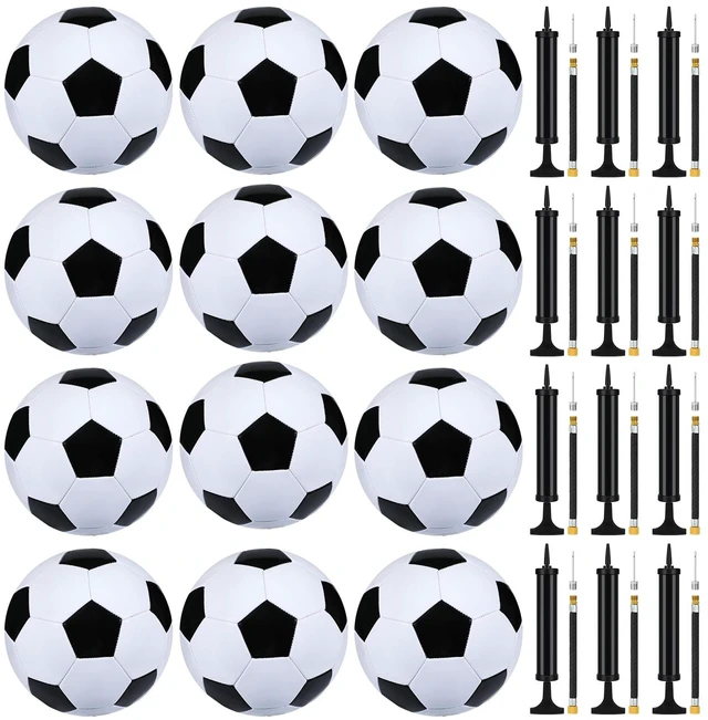 Main image of Deflated Soccer Balls Size 5 Bulk with Pumps,White Black,24 Pcs | Christmas Operation Gifts 12 Deflated Soccer Balls with 12 Pump Needles Set for Adults Donation Charity Train Practice Game