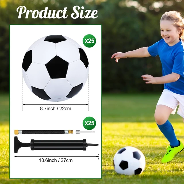 Alt view image 2 of 6 - Deflated Soccer Balls Size 5 Bulk with Pumps,White Black,24 Pcs | Christmas Operation Gifts 12 Deflated Soccer Balls with 12 Pump Needles Set for Adults Donation Charity Train Practice Game