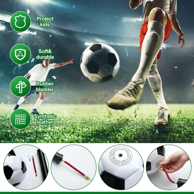 Alt view image 3 of 6 - Deflated Soccer Balls Size 5 Bulk with Pumps,White Black,24 Pcs | Christmas Operation Gifts 12 Deflated Soccer Balls with 12 Pump Needles Set for Adults Donation Charity Train Practice Game