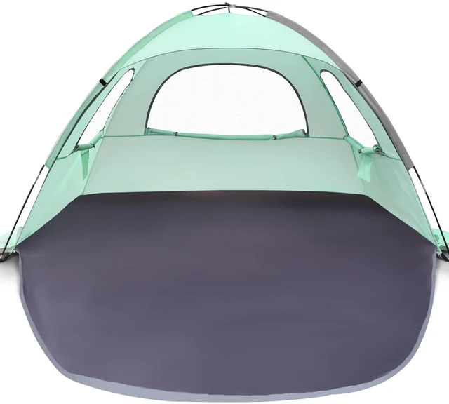 Main image of Beach Tent Anti-UV Portable Sun Shade Shelter for 6 Person, Extendable Floor with 3 Ventilating Mesh Windows Plus Carrying Bag, Stakes and Guy Lines (Mint Green)