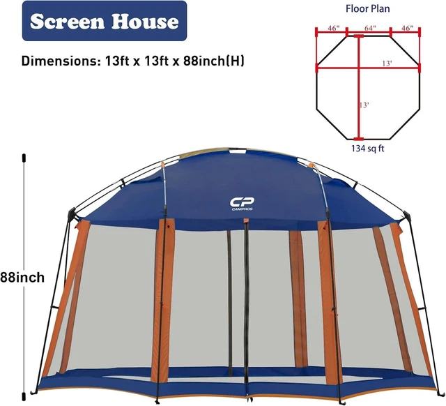 Alt view image 3 of 7 - Screen House Tent 13 x 13 Ft Screened Mesh Net Wall Canopy | Shelter Gazebos for Patios Outdoor Camping Activities