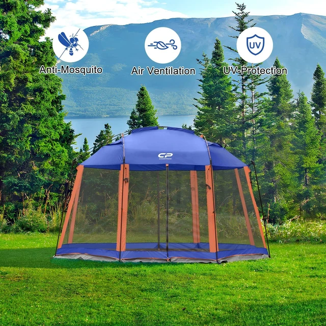 Alt view image 4 of 7 - Screen House Tent 13 x 13 Ft Screened Mesh Net Wall Canopy | Shelter Gazebos for Patios Outdoor Camping Activities