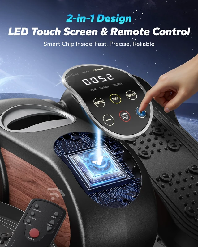Alt view image 4 of 7 - Under Desk Elliptical, Leg Exerciser While Sitting for Seniors | Quiet Portable Electric Seated Pedal Exerciser Machine with Remote Control & 12-Speeds for Home Office (Black)