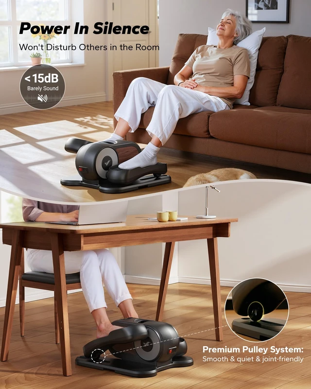 Alt view image 6 of 7 - Under Desk Elliptical, Leg Exerciser While Sitting for Seniors | Quiet Portable Electric Seated Pedal Exerciser Machine with Remote Control & 12-Speeds for Home Office (Black)