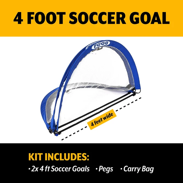 Alt view image 2 of 5 - 4 Foot Pop Up Soccer Goal - Portable Training Futsal Football Net - The Original Pickup Game Goal (Two Goals & Bag), Blue, 4' x 2'6" (MPX1)