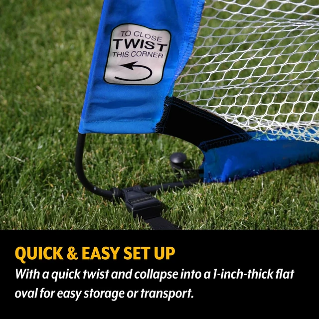 Alt view image 4 of 5 - 4 Foot Pop Up Soccer Goal - Portable Training Futsal Football Net - The Original Pickup Game Goal (Two Goals & Bag), Blue, 4' x 2'6" (MPX1)