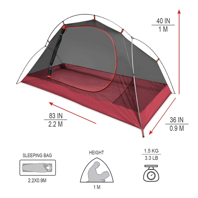 Alt view image 3 of 7 - Waterproof Backpacking Tent Ultralight 1 Person Lightweight Camping Tents 1 People Hiking Tents Aluminum Frame Double Layer (Eco-Friendly Fabric) (Army Green)