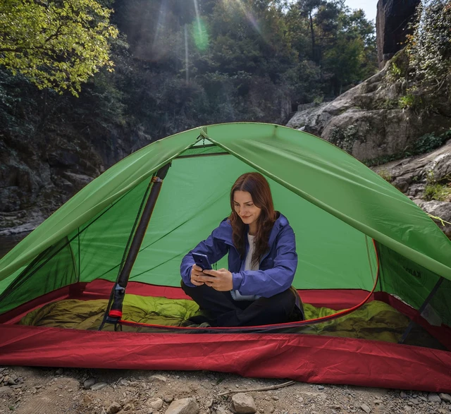 Alt view image 6 of 7 - Waterproof Backpacking Tent Ultralight 1 Person Lightweight Camping Tents 1 People Hiking Tents Aluminum Frame Double Layer (Eco-Friendly Fabric) (Army Green)